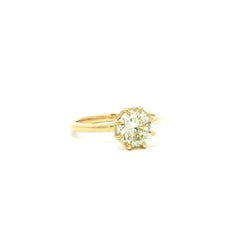 18k Gold 1.53ct GIA Octagonal Octagon Brilliant Diamond Solitaire Collet Ring