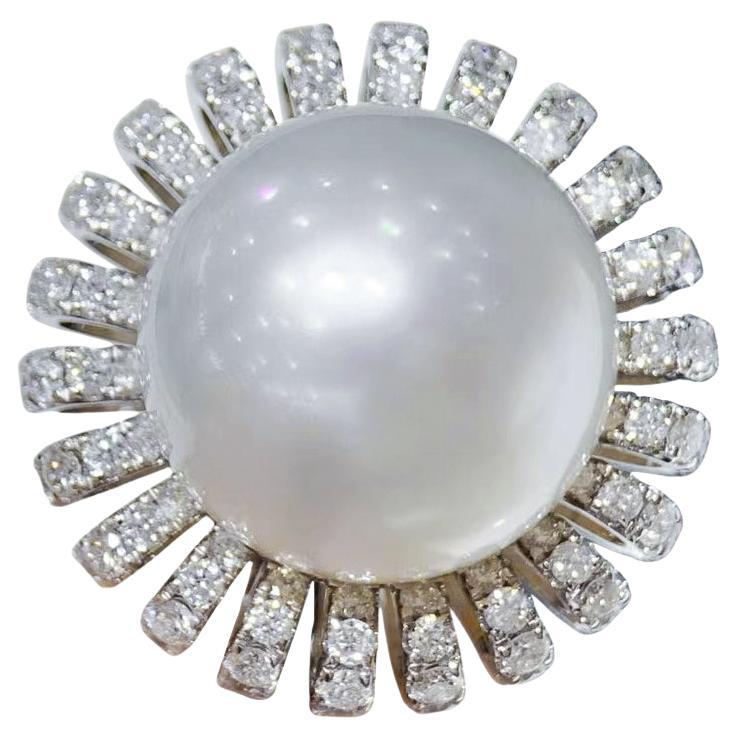 【Crown Radiance】Aurora Radiance South Sea Pearl & Diamond Sunburst Ring