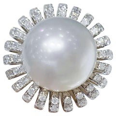 18 Karat Gold 1,55 Karat Diamant Aurora 13-14 mm Südseeperlen Luxusring