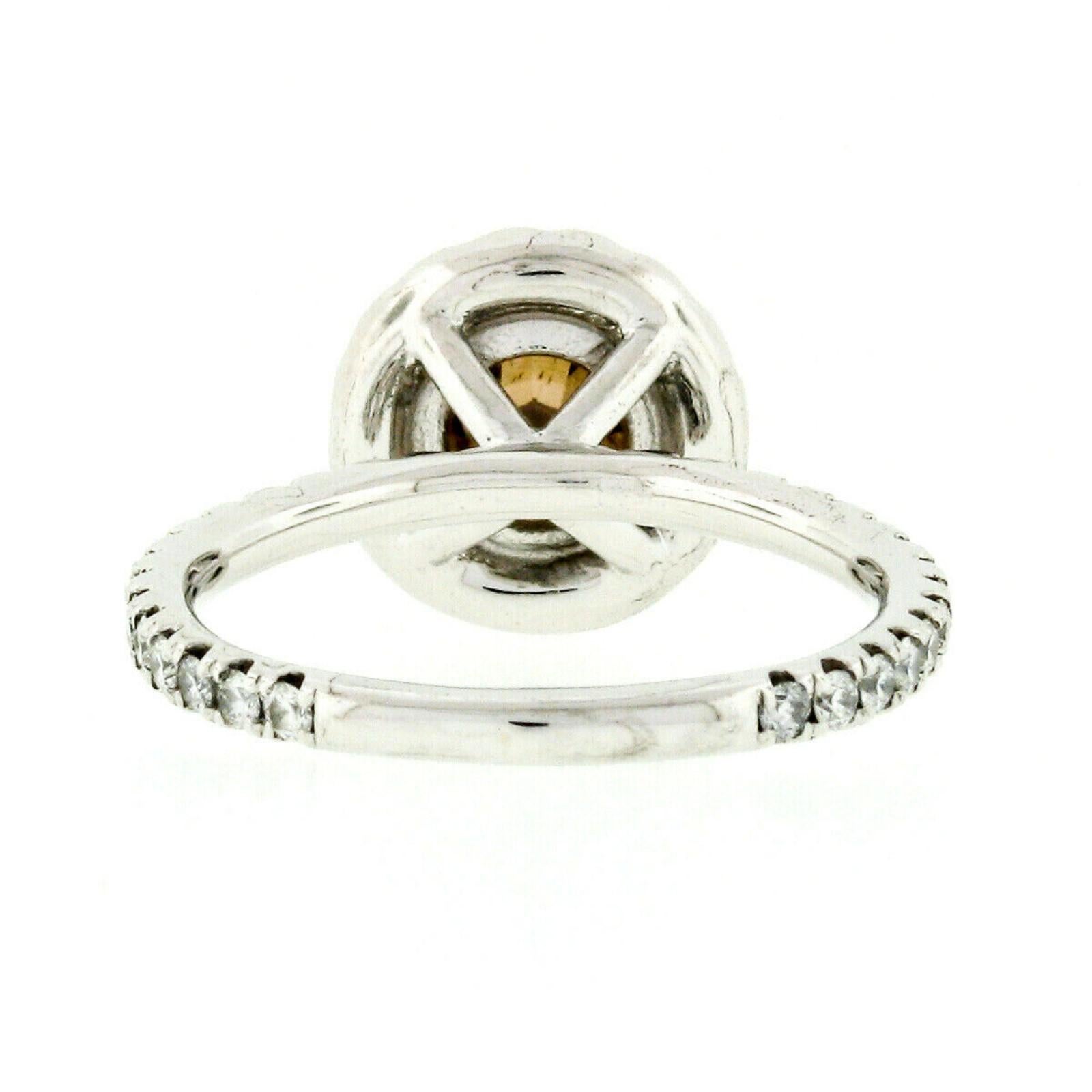 18 Karat Gold 1.56 Carat GIA Fancy Orange Brown Diamond Solitaire Halo Ring For Sale 3