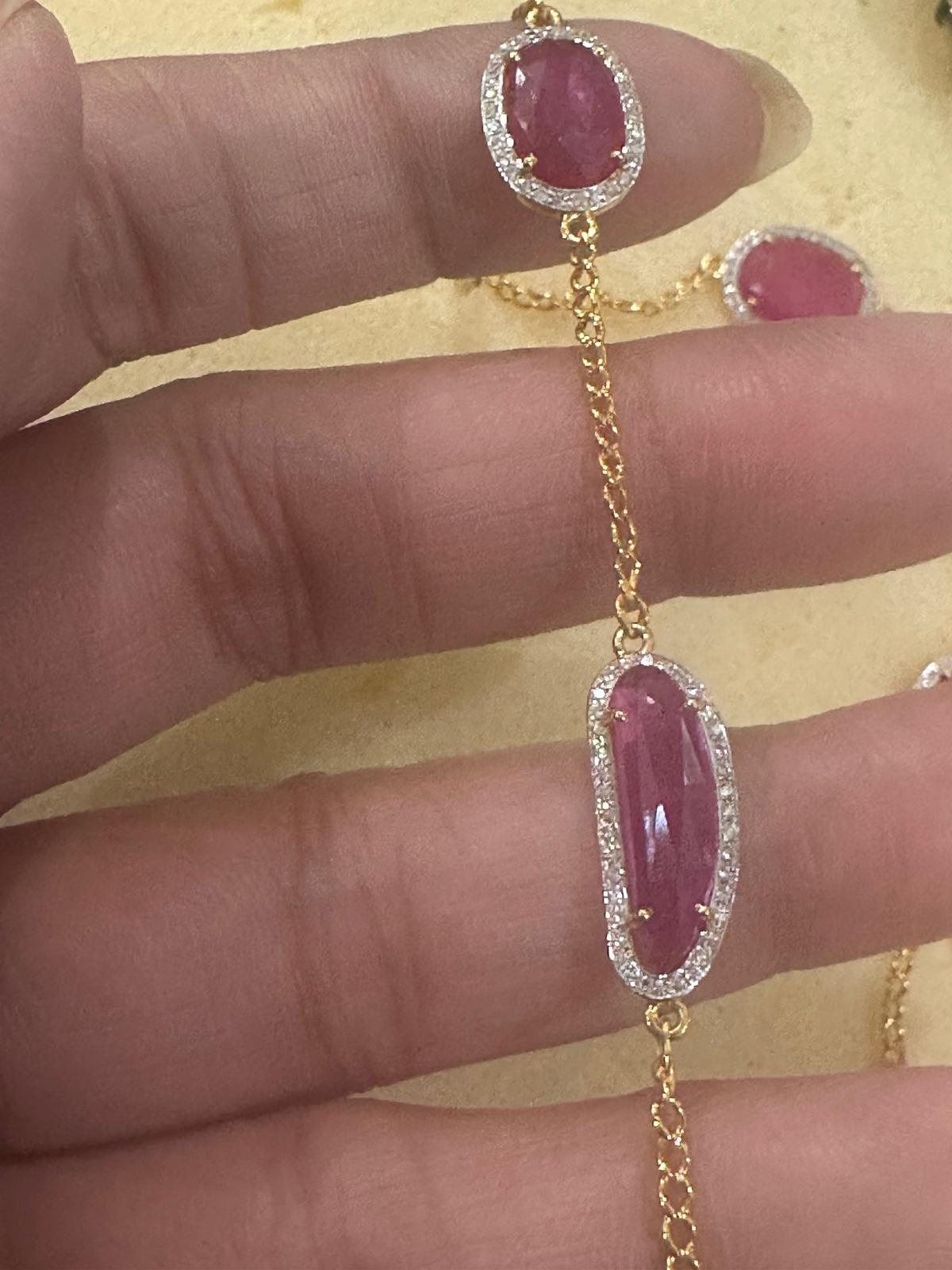 Donna Collana in oro 18k con diamanti e rubini da 15,85 carati in vendita