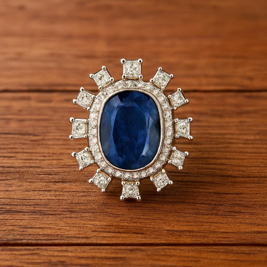 18K gold  15.88 cts Burma Blue Sapphire and princess diamond cocktail ring In New Condition For Sale In Hong Kong, HK