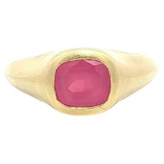 18k Gold 1.5ct GIA Pink Cushion Mahenge Tanzania Spinel Bezel Solitaire Ring