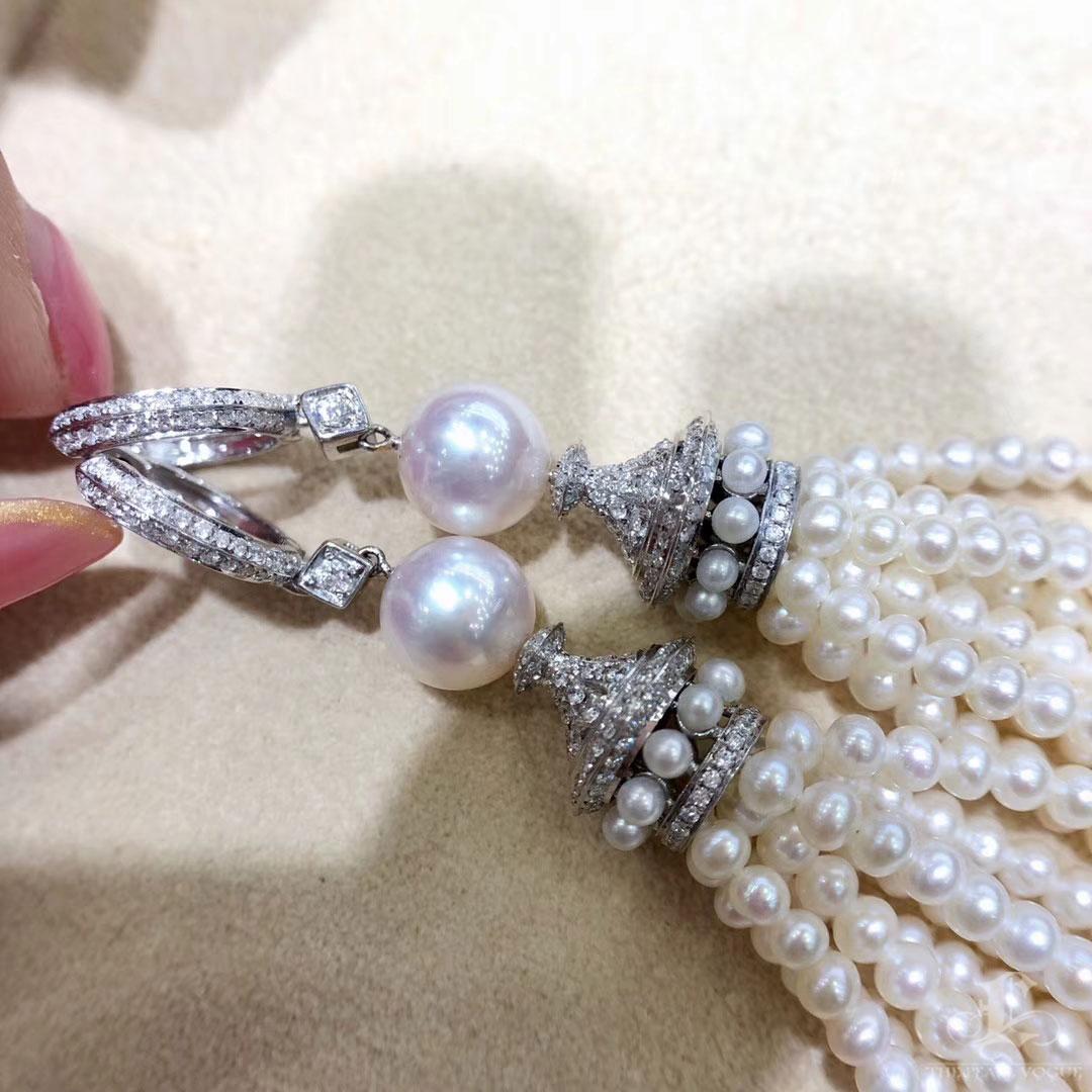 Uomo The Royal Diamond - Orecchini con perle di acqua dolce e diamanti in vendita