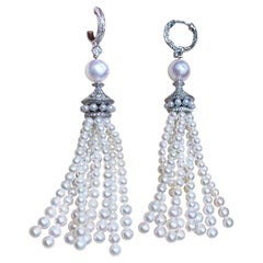 【Crown Radiance】Royal Tassel Akoya & Freshwater Pearl Diamond Statement Earrings