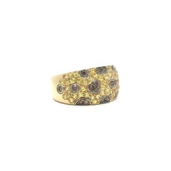 18k Gold 1.68ctw Yellow Sapphire & Fancy Cognac Diamond Wide Cigar Band Ring