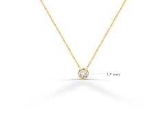 18k Gold 1.7 mm Diamond Necklace Dainty Solitaire Necklace Bezel Necklace