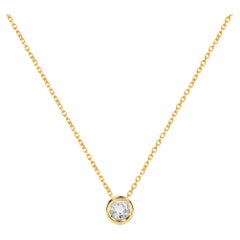 18k Gold 1.7 mm Diamond Necklace Dainty Solitaire Necklace Bezel Necklace