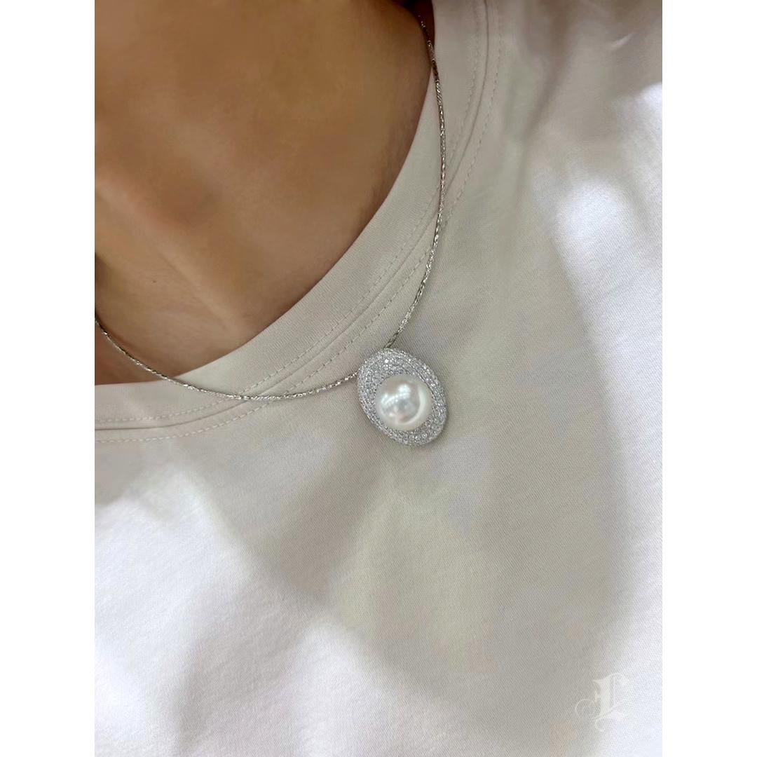 Women's 【Crown Radiance】Convertible Stellar South Sea Pearl & Diamond Ring Pendant For Sale