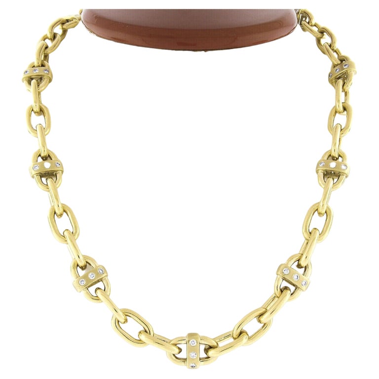 Collier ras du cou en or 18 carats avec chaîne à maillons en forme de câble  et diamants de 3,50 carats avec fermoir à bascule En vente sur 1stDibs