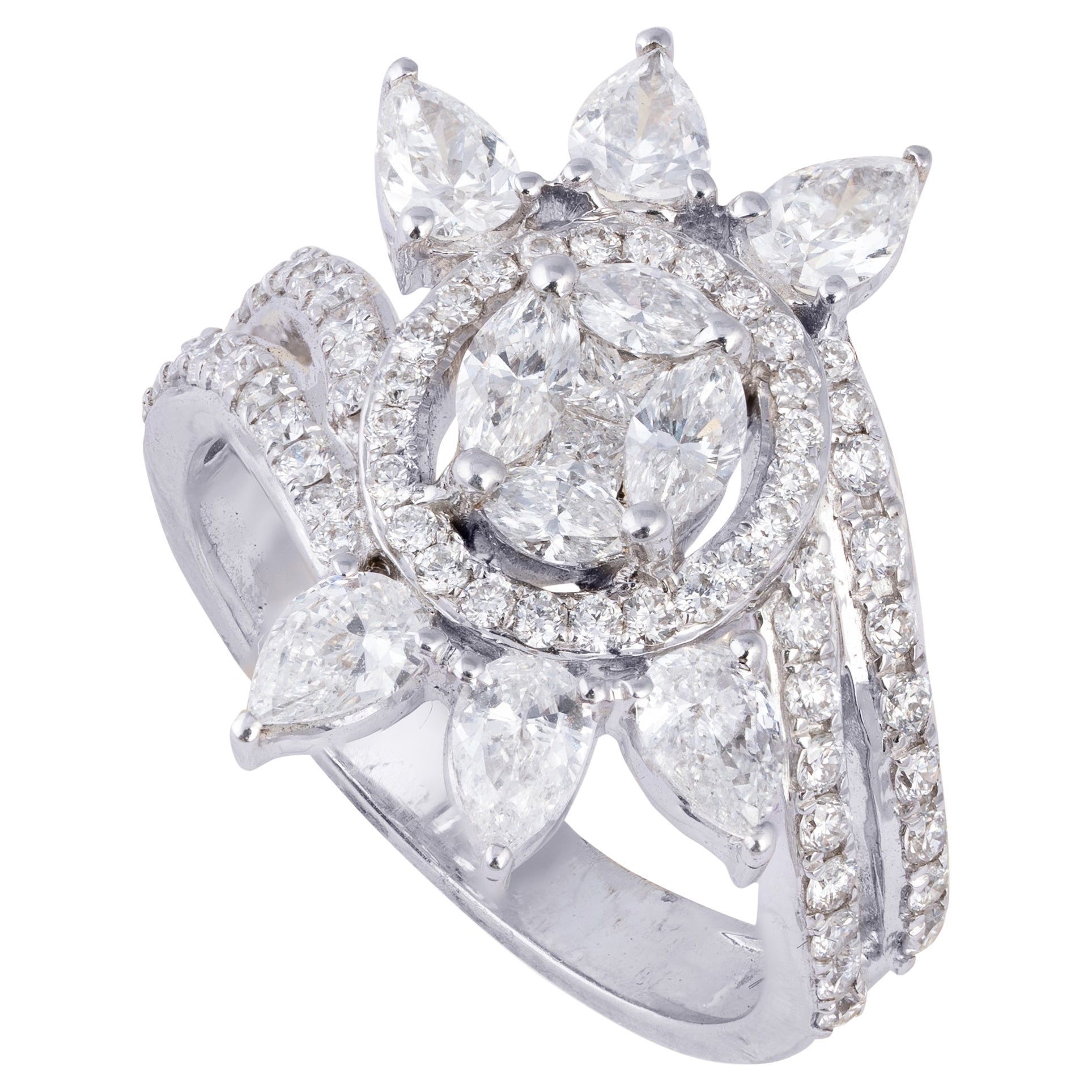 Bague en or 18 carats avec diamants de 1,81 carat