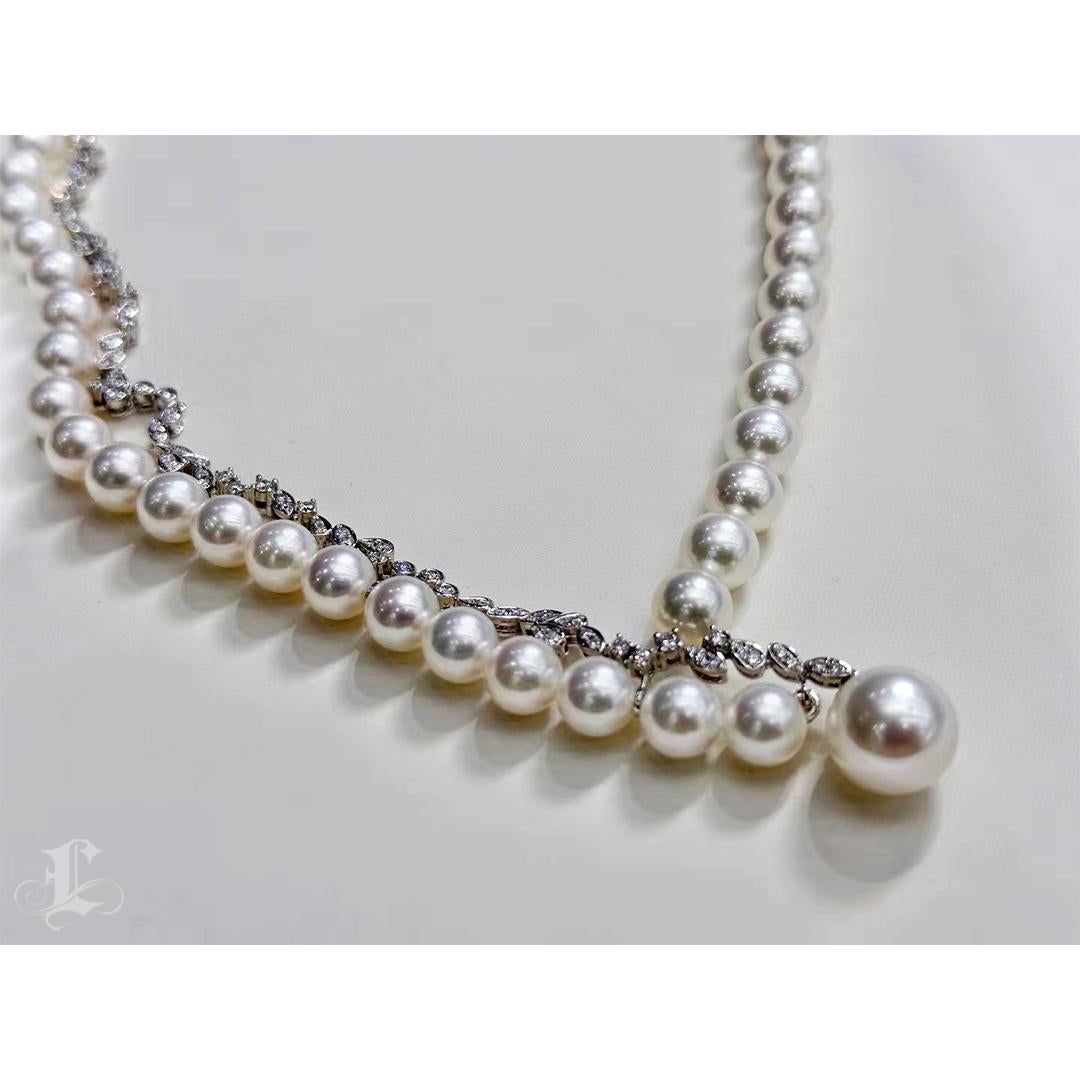 Women's 【 Sculpted Geometry】Sculpted Harmony Akoya & South Sea Pearl Diamond Necklace For Sale