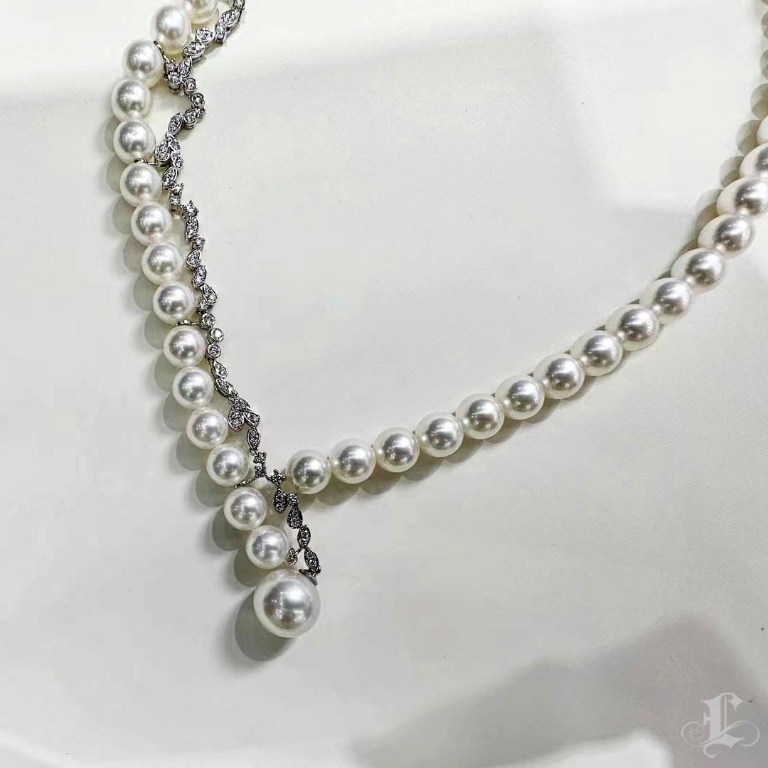【 Sculpted Geometry】Sculpted Harmony Akoya & South Sea Pearl Diamond Necklace For Sale 1