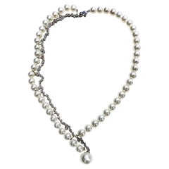【Geometria scolpita】Collana di diamanti con perle Akoya e South Sea Harmony scolpita