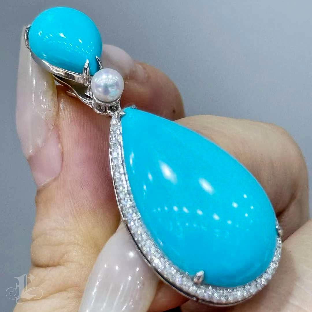 Women's 【Caelmare】Ocean Empress Turquoise & Diamond Pendant For Sale