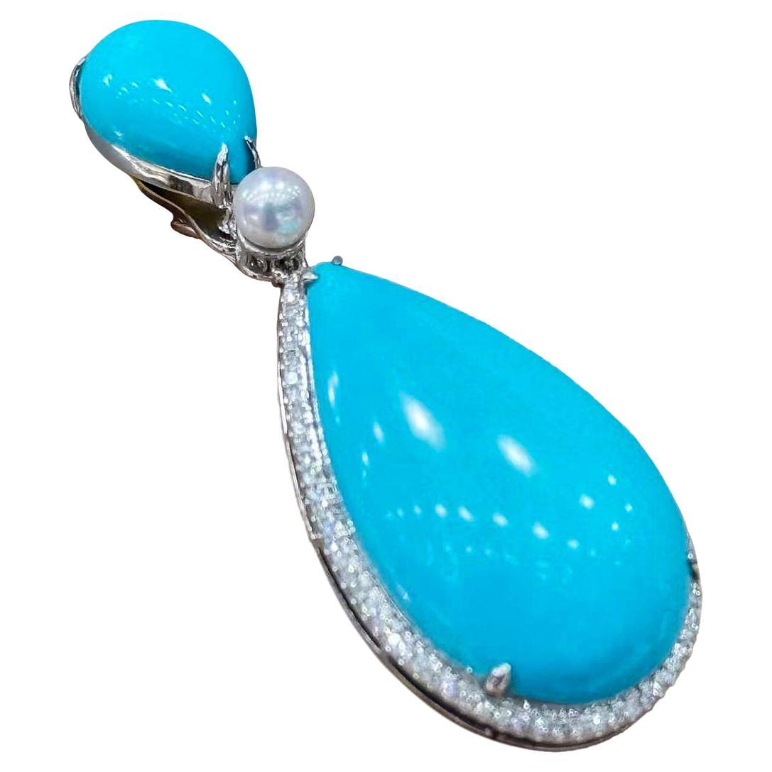 【Caelmare】Ocean Empress Turquoise & Diamond Pendant