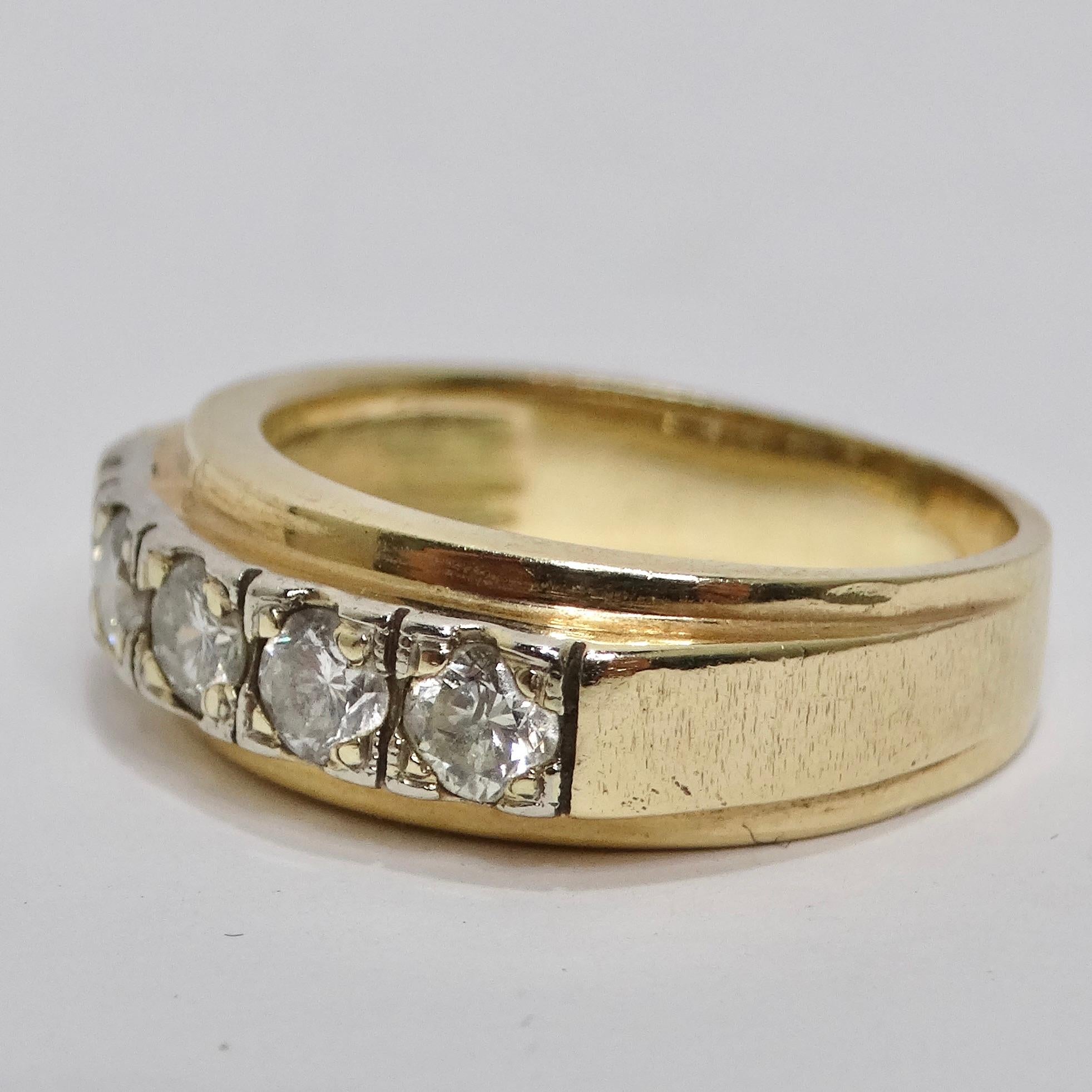 18K Gold 1970s Custom Diamond Ring For Sale 1