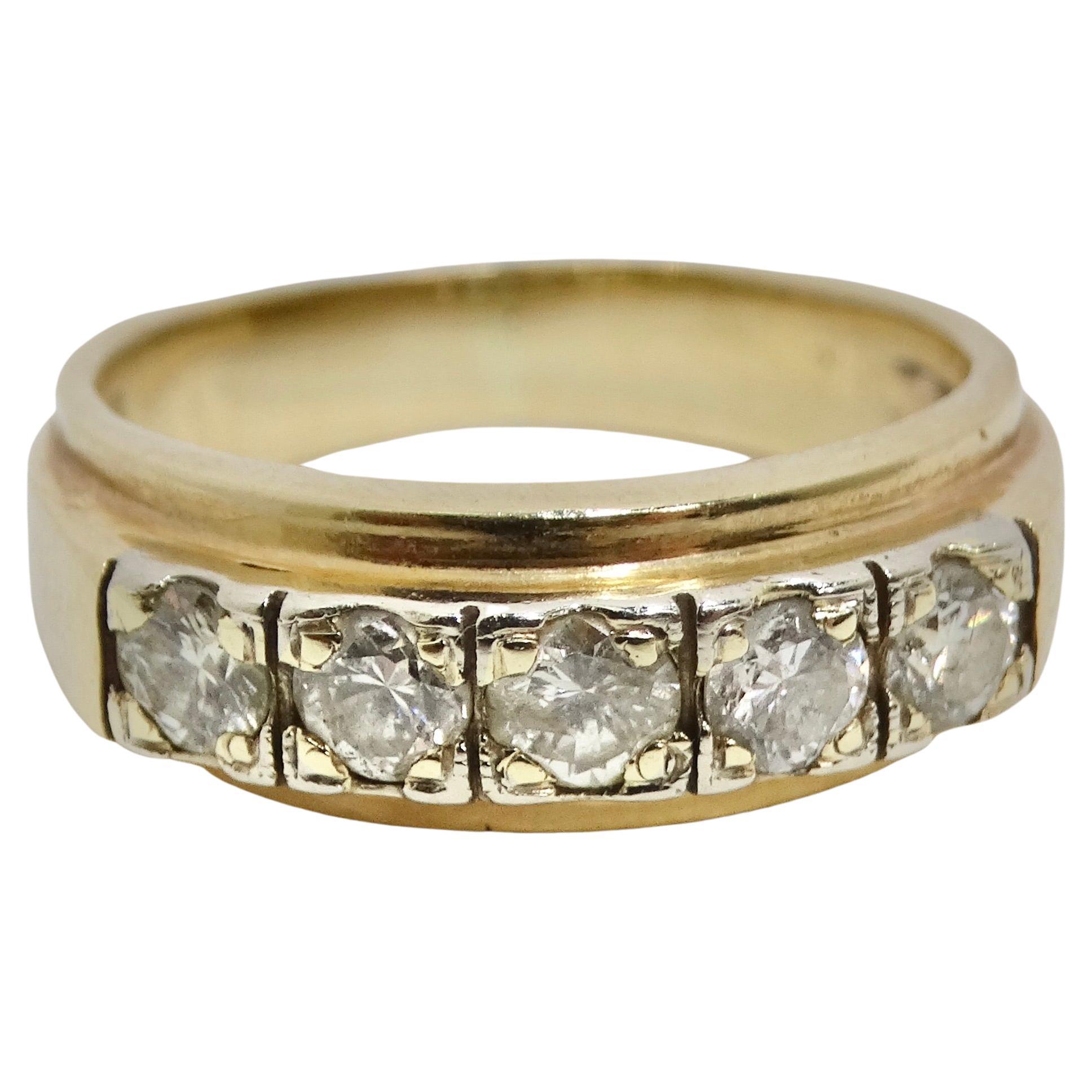 18K Gold 1970s Custom Diamond Ring For Sale