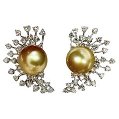 【Crown Radiance】Solar Radiance Aurora Golden South Sea Pearl Diamond Earrings