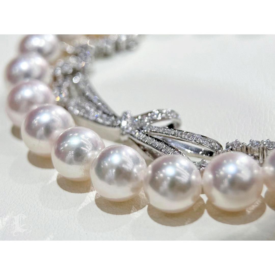 【Lustre Arc】Silken Ribbon Aurora Akoya Pearl Diamond Bracelet In New Condition For Sale In New York, NY