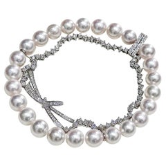 【Lustre Arc】Silken Ribbon Aurora Akoya Pearl Diamond Bracelet