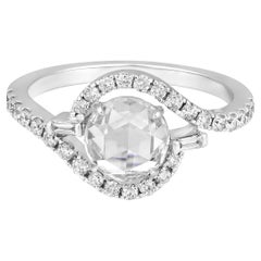 Or 18K 2.2ct Lab Created Diamond D-VVS Rose-Cut Round Solitaire Twist Ring