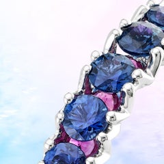 MOISEIKIN, bague d'éternité en or 18 carats avec saphir bleu 2,6 carats