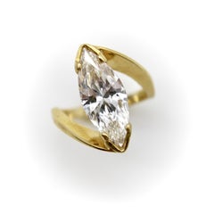 18K Gold 2.6 Carat Marquise Diamond Ring by Lawrence Martin Kling