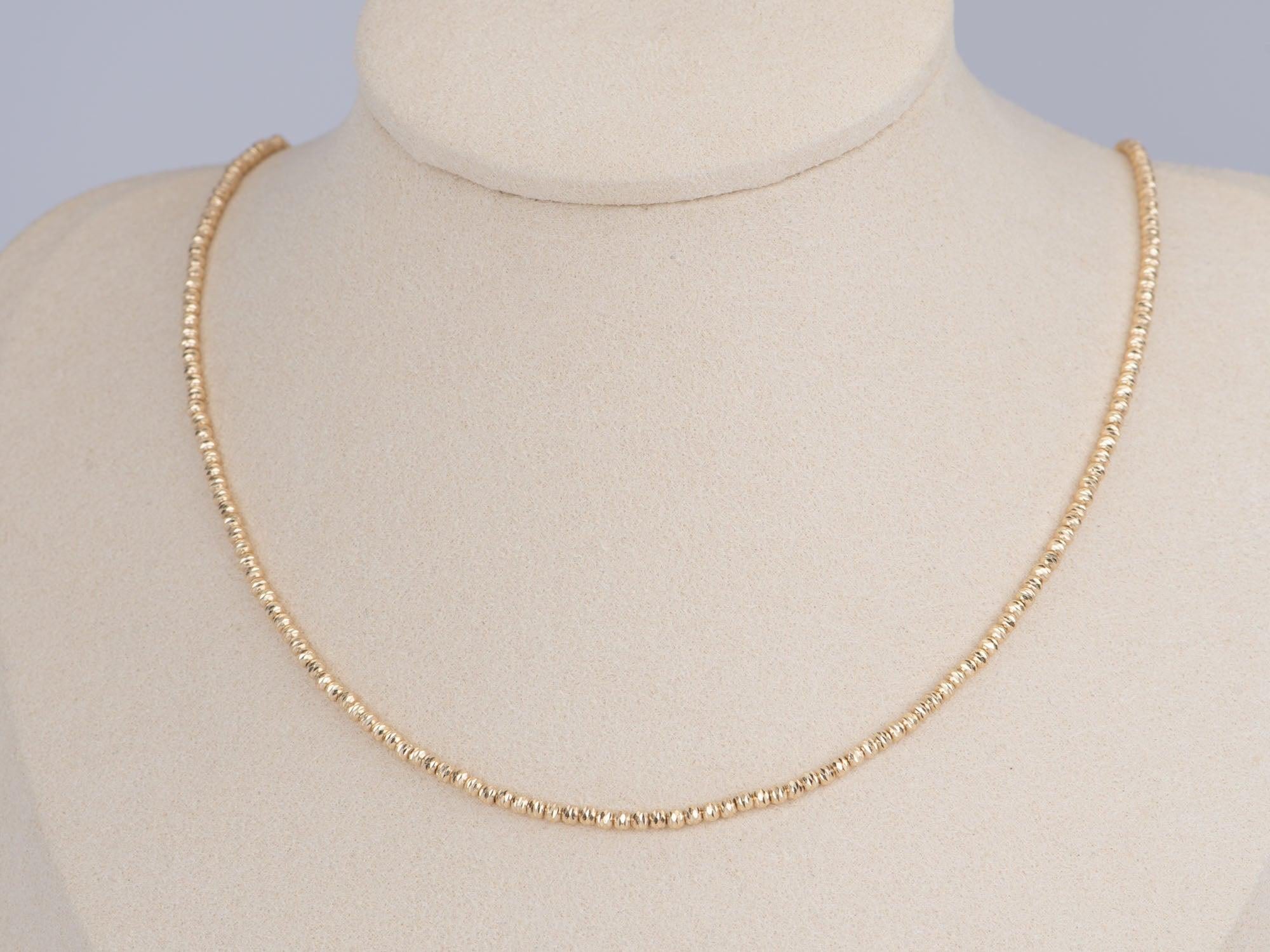 Collana di perle scintillanti in oro 18K con taglio diamante da 2 mm 5g+ R4548