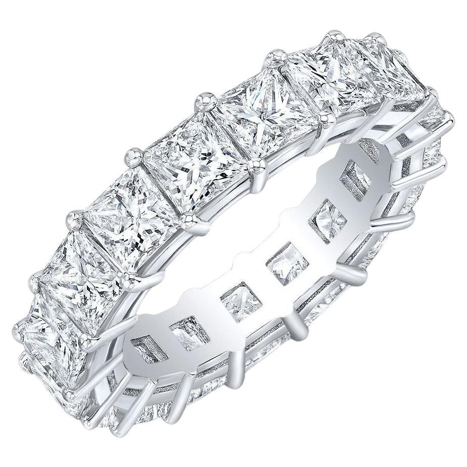 For Sale:  18k Gold 3 Ct Princess Cut Natural Diamond Eternity Band F-G Color VS1 Clarity