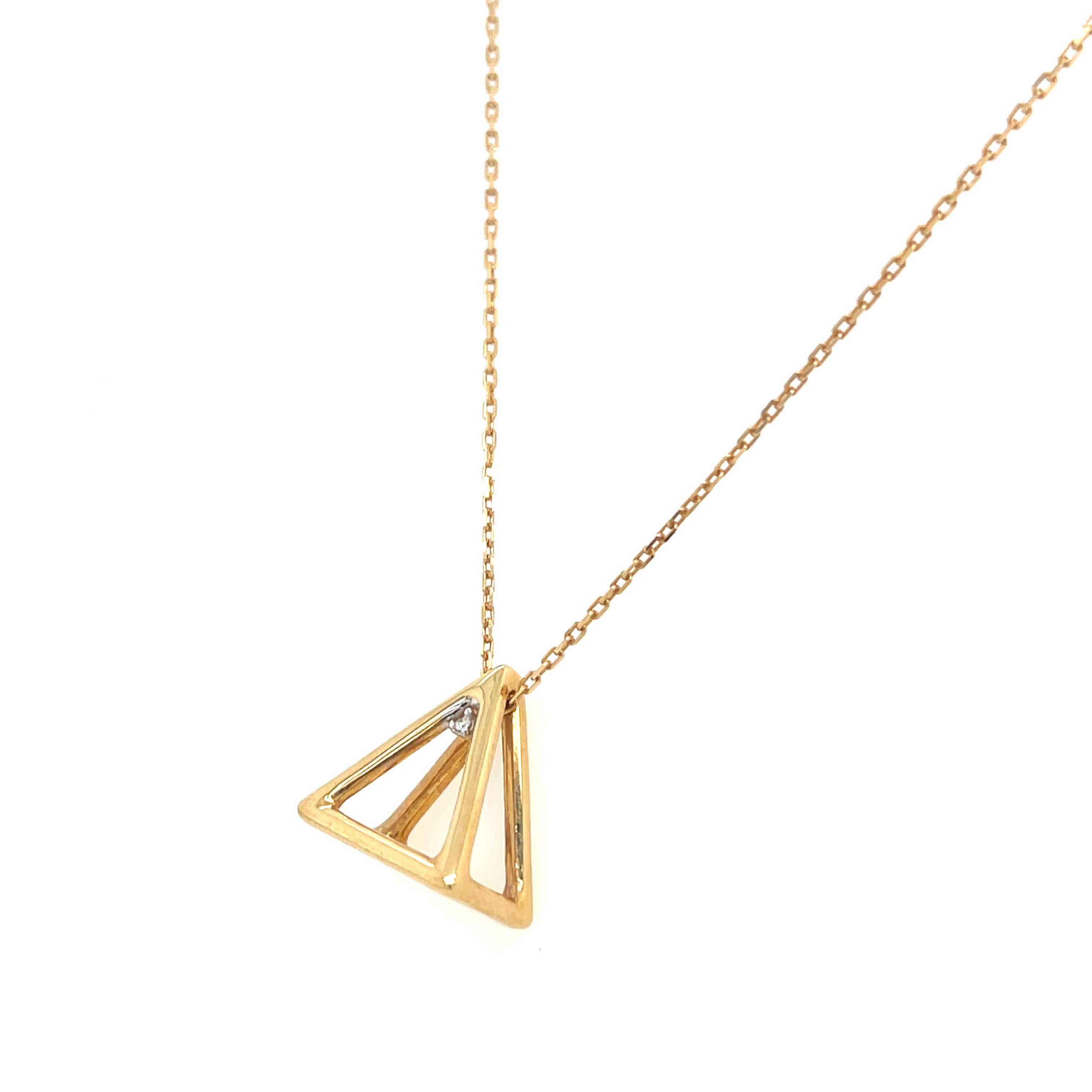 da uomo o donna Ciondolo a piramide tridimensionale in oro 18K con accenti di diamante in vendita