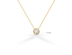 18k Gold 3 mm Diamond Necklace Brilliant Cut Round Solitaire Diamond Pendant