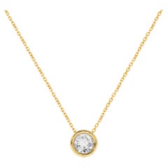 18k Gold 3 mm Diamond Necklace Brilliant Cut Round Solitaire Diamond Pendant