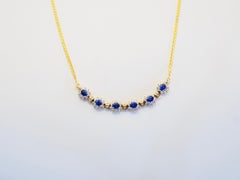 18K Gold 3.10ct Vivid Blue Sapphire & 1.10ct Brilliant Diamond Pendant Necklace