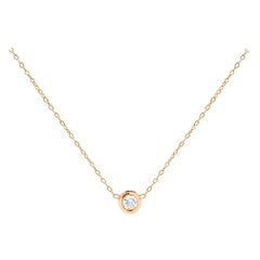 18k Gold 3.5 mm Diamond Solitaire Necklace Diamond Solitaire Bezel Setting