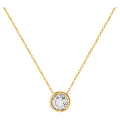 18 Karat Gold 3,5 mm Diamant Solitär-Halskette Diamant Solitär-Lünette Fassung