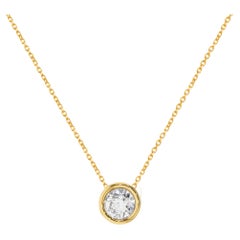 18k Gold 3.5 mm Diamond Solitaire Necklace Diamond Solitaire Bezel Setting