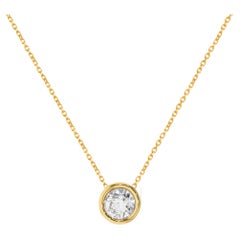 18k Gold 3.5 mm Diamond Solitaire Necklace Diamond Solitaire Bezel Setting