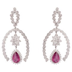 18k gold 3.71cts Diamond and 9.12cts Ruby Earring