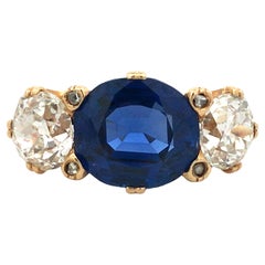 18K Gold 3.87ct Burma no-heat Sapphire Diamond Ring, AGL