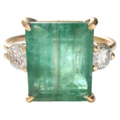Oro de 18 quilates 3,91 quilates Esmeralda 0,32 quilates  Anillo de diamantes -  Regalo de compromiso para ella