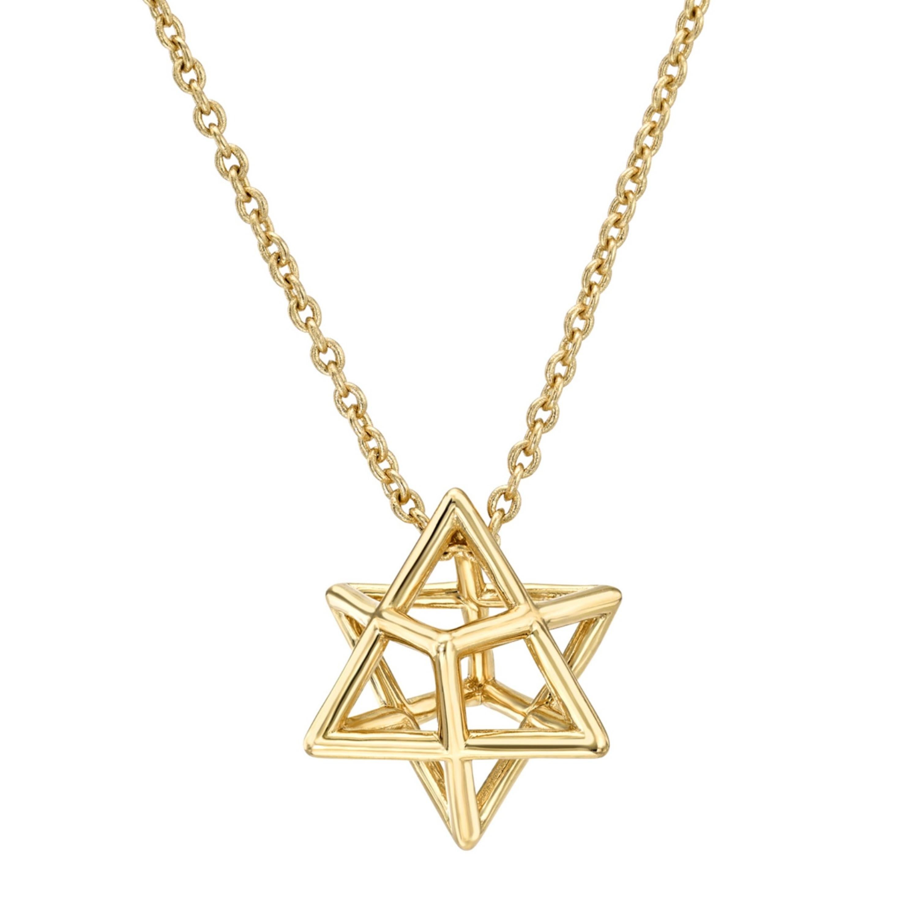 Contemporaneo Collana con Stella di David 3D in oro 18 carati di Merkaba Jewelry Beverly Hills in vendita