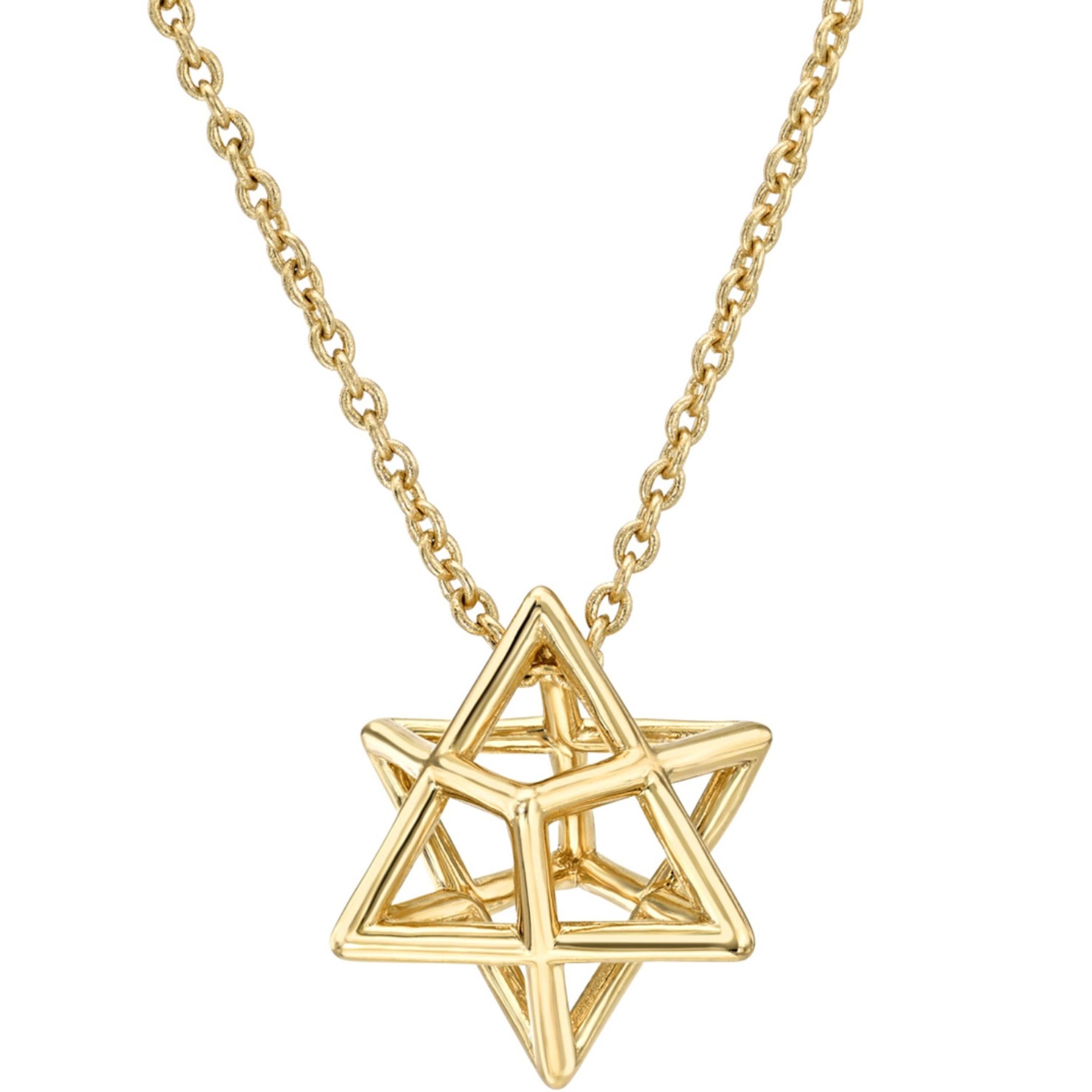 Collana con Stella di David 3D in oro 18 carati di Merkaba Jewelry Beverly Hills in vendita 2