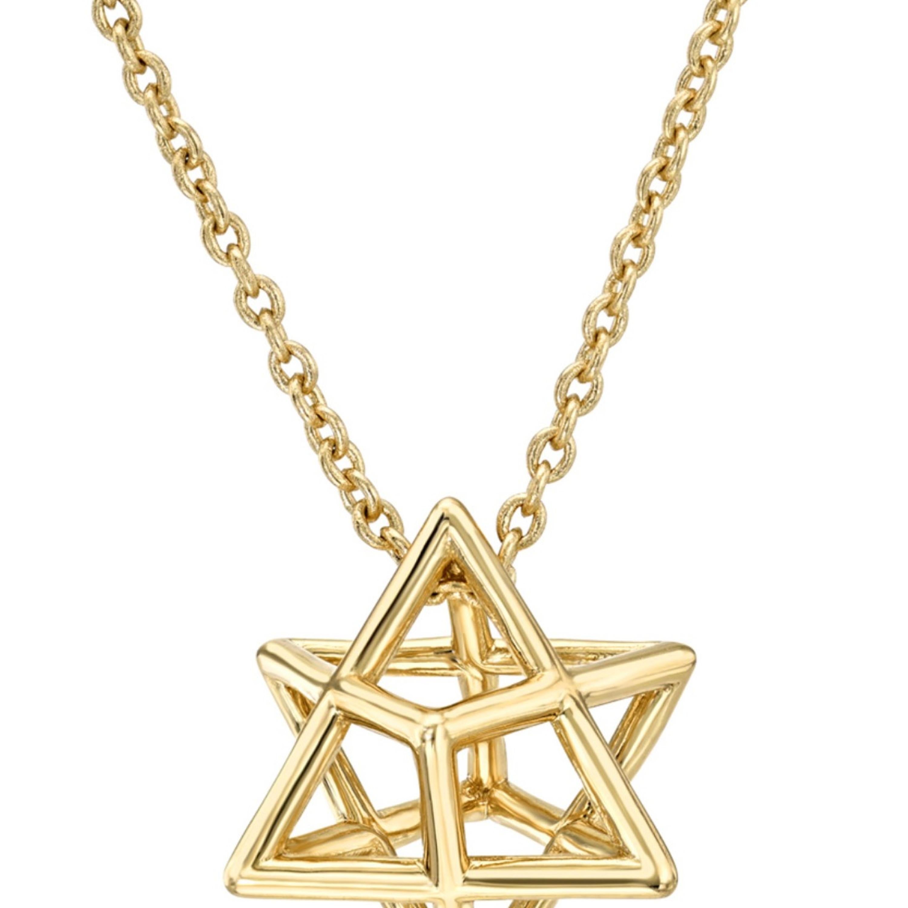 Collana con Stella di David 3D in oro 18 carati di Merkaba Jewelry Beverly Hills in vendita 3