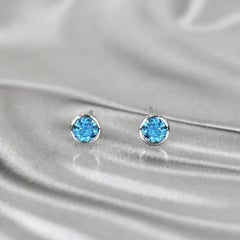 18K Gold 4 mm Round Gemstone Earrings Birthstone Earrings