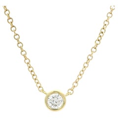 18k Gold .40ct Diamond Bezel Solitaire Round Pendant Necklace Heart Gallery