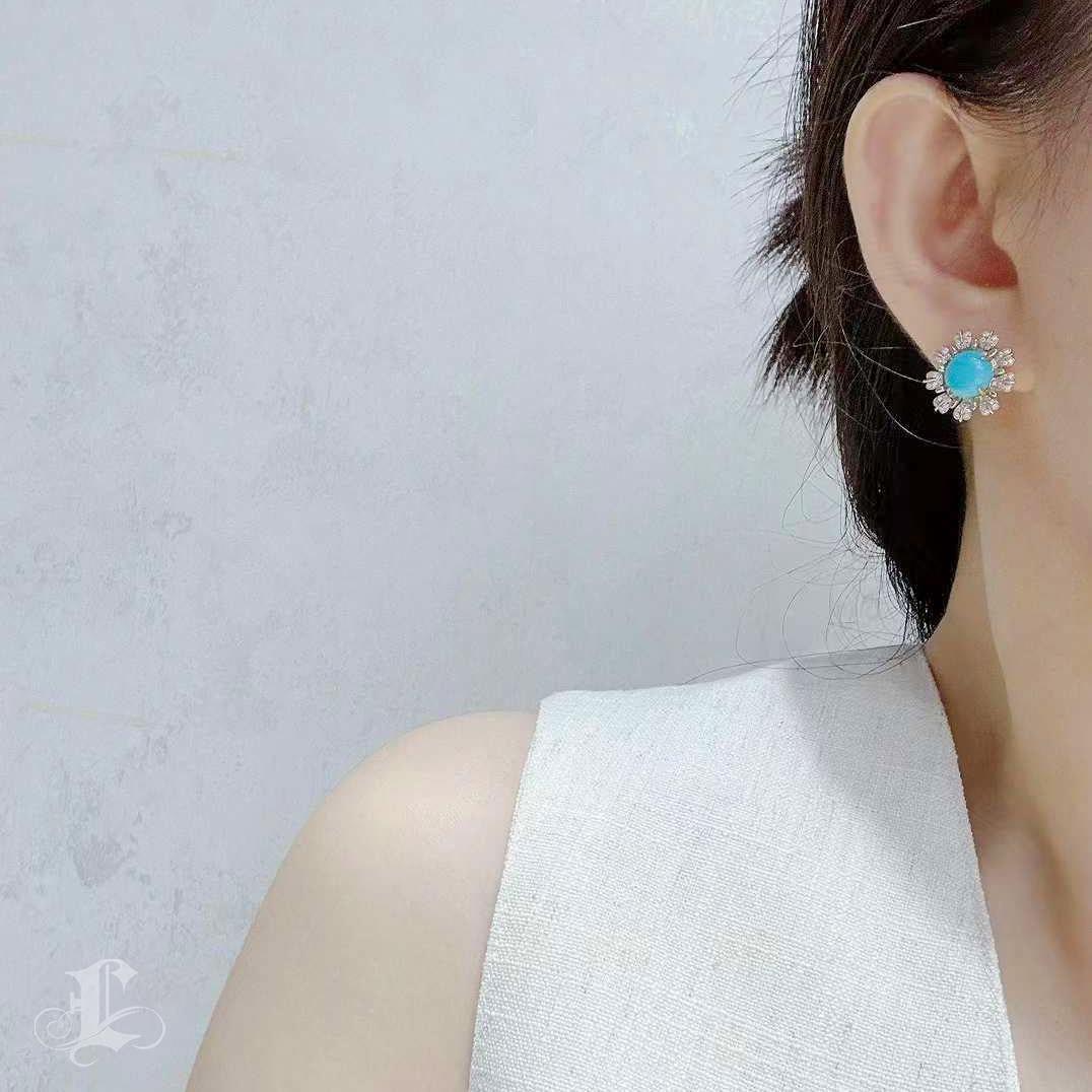 【Caelmare】Azure Bloom Convertible Turquoise & South Sea Pearl Earrings For Sale 6