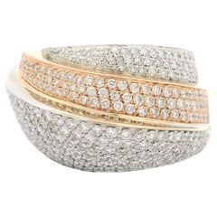 18k Gold 4ctw Pave Fiery Diamond Covered Bold Statement Stack Look Band Ring