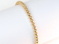 Pulsera elástica con cuentas de oro de 18 quilates de 4 mm, 7", 6,58 g, R2117