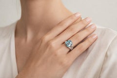 18K Gold 5.70 Carat GFCO Certified Aquamarine & Natural Diamond Ring